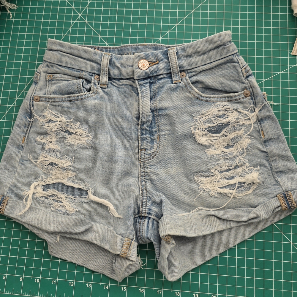 American Eagle Outfitters Light Blue Ripped Jean Shorts